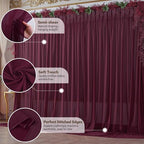 10ft x 10ft Burgundy Backdrop Curtains, Wrinkle-Free Sheer Chiffon Fabric Photo Backdrop Drapes for Wedding Arch Party Ceremony Stage Photography Decorations - Image 4