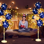 Wettarn 4 Set Balloon Column Kit for Floor with LED Light Balloons Stand Kit Tower Pillar Backdrop for Wedding Birthday Summer Baby Shower Party Decorations(Gold and Navy Blue) - Image 7