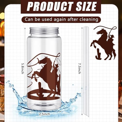 SiliFine 24 Pcs Western Party Favors Cowboy Cups with Straws and Lids - Image 2