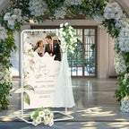 Jolitac Wedding Welcome Sign Holder, Adjustable Wedding Sign Stand Leather Hanging Straps & Design Bundle Heavy Duty Metal Easel Stand for Seating Charts, Bridal Showers, Birthday Party Displays - Image 2