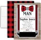 Custom Baby Shower Invites Buffalo Plaid Baby Shower Invitation 20 5x7 Custom Personalized Baby Suspenders Shower Invites With Envelopes - Unique Little Man Theme by AmandaCreation