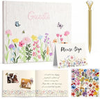 Ctosree Wildflower Baby Shower Guest Book with Pen,Colorful A,10 * 8 Inch by Ctosree