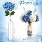 Yinder 6 Set Blue Wedding Flower Table Centerpieces Artificial Hydrangea Flowers Coastal Seashell Starfish Vase Table Decorations Blue White Floral Arrangement for Baby Shower Wedding Party Decor - Image 3
