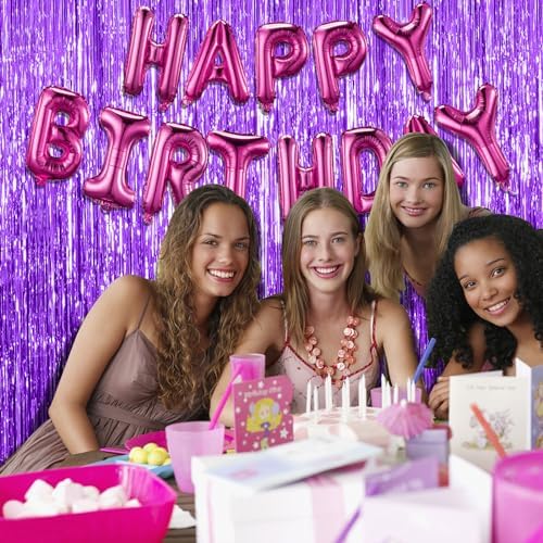 20 Pack Purple Backdrop Tinsel Streamers Foil Fringe Backdrop Halloween Party Decorations Purple Backdrop Curtain Birthday Graduation Bachelorette Christmas New Year Party Decorations - Image 5