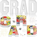 Grad Charcuterie Letters Fillable for Graduation Party Decorations, 13.7 Inch White Grad Cardboard Letters Charcuterie Boards Paper Mache Letter Trays for Grad Table Centerpieces Party Supplies by KAINSY