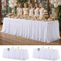 Wish Care 2 Pack White Tulle Table Cloth for 8 Foot Rectangle Tables White Tutu Desk Skirt Stretch Fitted Rectangular Tablecloths Wrinkle Free Ruffle Table Cover for Wedding Birthday Party Banquet by WishCare