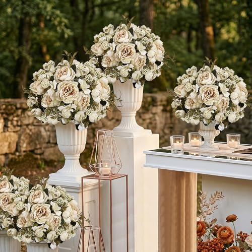 8 Pcs Artificial Peonies Bulk - Beige - Image 6
