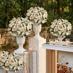12 Bundles Fake Peony Artificial Flowers - Beige - Image 6