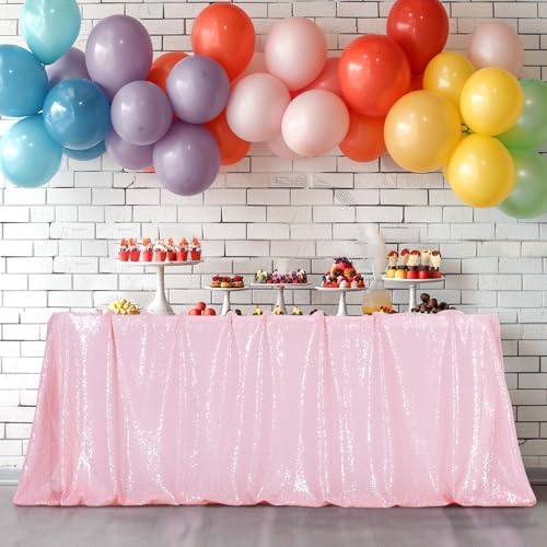 Poise3EHome Pink Sequin Tablecloth 90×132 Inch Rectangle Sparkly Fabric Table Cloth for Birthday Wedding Valentine Party Holiday Baby Shower Christmas Decoration - Image 5