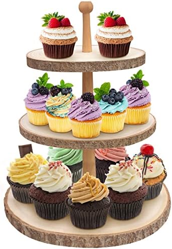 Cupcake Stand 3 Tier Cupcake Holder Wood Tiered Tray Rustic Cupcake Stand for Party/Wedding/Birthday/Baby Shower/Decor/Graduation by OwnColor