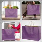 BLEWINDZ 70Pcs Large Paper Bags with Handles, 16x6x12 Inches Purple Paper Shopping Bags for Small Business, Large Kraft Gift Bag Bulk for Grocery Mechandise Retail - Image 3