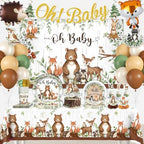 208Pcs Yingoto Woodland Baby Shower Decorations Tableware Set, Serves 25 by Yingoto