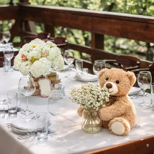 33Pcs Khaki Bear Baby Shower Centerpieces Mason Jar Babybreath - Image 5