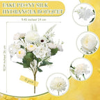 Tigeen 6 Bundles Artificial Flowers Bouquet for Wedding, White - Image 2