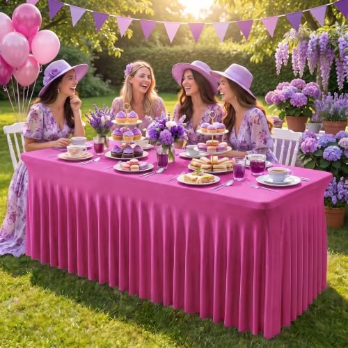 2Pack Spandex Tablecloth for 6FT Rectangle Tables,Table Skirt - Image 7