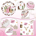 Pickmesh 250 Pcs Cowgirl Birthday Party Decoration Pink Plate Serve 50 - Image 3