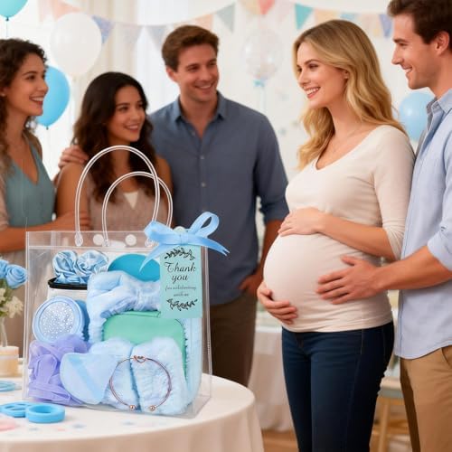 79 Pcs Baby Shower Game Prizes for Winners, Spa-Inspired Gift Set with "Thank You"-Makeup Bag, Jewelry Box, Eye Mask & Gift Bags for Baby Shower Game Prizes Wedding Bridal Shower Favors (Blue) - Image 2