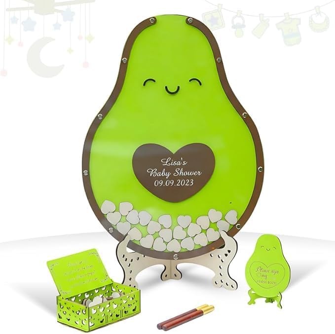 Baby Shower Guest Book Alternative Wooden Drop Box Frame Keepsake Avocado by Handmade