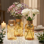 6Pack Mason Jars for Centerpiece Glass Flower Bud Vase Gold Vases - Image 4
