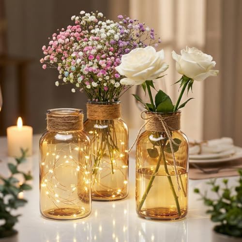 6Pack Mason Jars for Centerpiece Glass Flower Bud Vase Gold Vases - Image 4