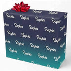 MyPupSocks Custom Text Wrapping Paper, Gradient Black And Blue Wrapping Paper Roll Personalized Gift Wrap Paper with Funny Logo Name for Mom Dad Grandma Birthday Christmas 58x23 3 Rolls by MyPupSocks