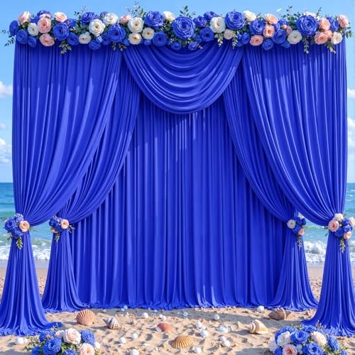 20ft x 10ft Royal Blue Backdrop Curtains Wrinkle Free Polyester Drapes - Image 3