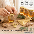 R DRURLCD 30 Pack 3 oz Small Hexagonal Mini Glass Honey Jars in Bulk with Wooden Dipper Bee Charms Thank You Cards Jutes for Baby Shower Wedding Birthdays Party Favors Gifts - Image 6