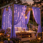 20 x 10ft Purple Chiffon Backdrop Curtain with Lights String for Parties,4 Panels Sheer Tulle Curtain Wedding Backdrop for Baby Shower Birthday Party Ceremony Reception Home Decorations - Image 7