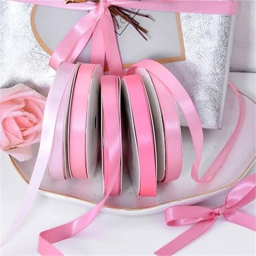 Listones para Flores Eternas 4 Rolls 25yards/roll Single Face Satin Ribbon 6 9 13 16 25 38 Mm Ribbons 1/4" 3/8/" 1/2" 5/8" 1" 1.5" Inch for Handmade Craft Gifts(Powder Pink 115,6mm) - Image 2
