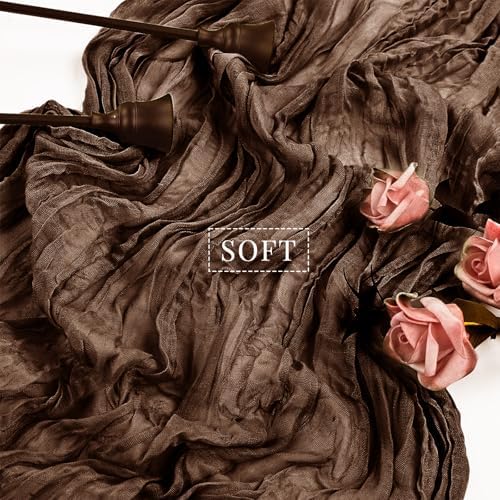 12 Pcs Cheesecloth Table Runner 10FT Brown Runner for Tables Gauze Fabric 35 x 120 Inches Long Boho Table Runner Decor Rustic Sheer Runner for Wedding Birthday Bridal Shower Party (Brown) - Image 4