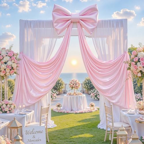 Big Pink Bow for Backdrop Giant Bows Birthday Party Decorations Large Giant Bow Decor, Pink Giant Satin Bow Decoration for Wedding Baby Shower Birthday Photo Booth Arch Wall Decor 24"x16" - Image 5