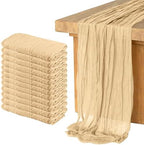 12 Pack Cheesecloth Table Runner, Runner Gauze Boho Wedding Decor Romantic Table Runner for Wedding Birthday Party(35" x 118") (Light Brown) by Home
