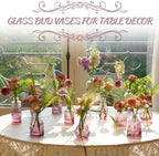 Bud Vases Set of 12, Small Purple Vase Glass Vases for Flowers Vintage Ribbed Colored Wedding Flower Vase for Decor in Bulk Decor Bridal Shower Centerpieces Home Table Decoration - Image 3