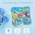 250 Pcs Summer Pool Plates and Napkins, 50 Guests Disposable Pool Party Dinnerware Swimming Beach Ball Tableware Set for Birthday Hawaii Holiday Picnic Party Supplies - Image 6
