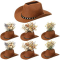 6PCS 7.4in Cowboy Hat Vase Western Table Centerpieces, Star Belt, Brown by Didaey