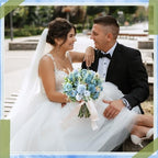 Tigeen 6 Bundles Artificial Flowers Bouquet for Wedding, Blue - Image 5