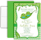 Amanda Creation Custom Baby Shower Invites Cute Pea Pod Invitation 20 5x7 Personalized Twin Boy Baby Shower Invitation Cards With Envelopes by AmandaCreation
