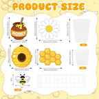4 Large 23.6 Inch Bee Theme Cardboard with Stand and 20 Bee Cutout, Prop up Honey Pot Honeycomb Decoration for Birthday Baby Shower Gender Reveal Supplies - Image 2