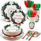 FillTouch 350 Pcs Merry Christmas Paper Plates Napkins Set for 50 Guests by FillTouch