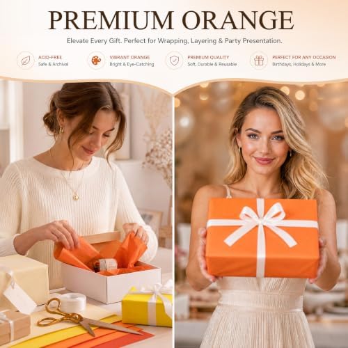 Qilery 500 Sheets Yellow Orange Tissue Paper for Gift Bags, 20 x 30 Inch - Image 5