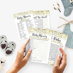 Hadley Designs 25 Gold Word Scramble, 25 True Or False Game, 25 Trivia Game, 25 Find The Guest-4 Double Sided Cards Baby Shower Ideas, Gender Reveal Games Baby Shower Games - Image 2