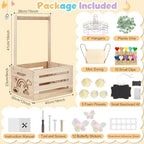 Wooden Baby Shower Crate Closet with Handle, Hangers & Garland, Large Capacity Baby Basket for Baby Shower, Customizable Wooden Crate Box Newborn Parents Welcome Gift (Natural Wood) - Image 2