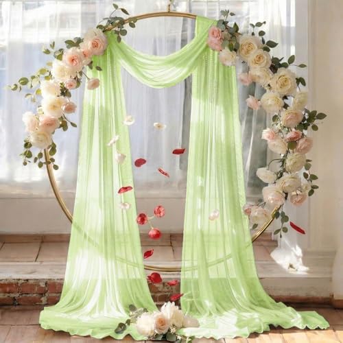 Pack of 2 Wedding Arch Drape Panel Fabric 30" x 75ft - Sage Green - Image 6