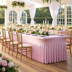 NSSONBEN 2 pk Baby Pink Spandex Tablecloth 6ft with Ruffle Table Skirt, Wrinkle Free Stretchy Fitted Tablecloths for 6 Foot Rectangle Tables, Elastic Spandex Table Covers for Weddings Parties Banquet - Image 4