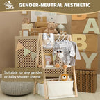 GiftAmaz Wooden Baby Shower Crate Closet, Double-Layered Baby Basket - Image 5