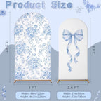 Tegeme 2 Set Blue Bow Floral Arch Backdrop Cover 7.2ft 6.6ft - Image 2