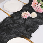 12 Pack Black Cheesecloth Table Runners 21x120 Inch Boho Gauze Table Runner 10FT Long Rustic Sheer Black Table Runner for Baby Shower,Wedding,Party,Birthday,Home Table Decor - Image 2