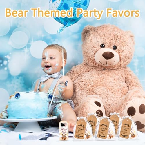 50Pcs Bear Bottle Opener Baby Shower Favors for Guests Cute Magnetic Bottle Openers with Organza Bags and Thank You Cards, for Gender Reveal Theme Party Decorations Rerurn Gift and Souvenirs - Image 6