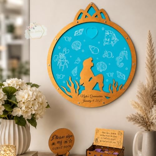 Mermaid Quinceanera Guest Book Alternative, Under the Sea Drop Top Frame - Image 6