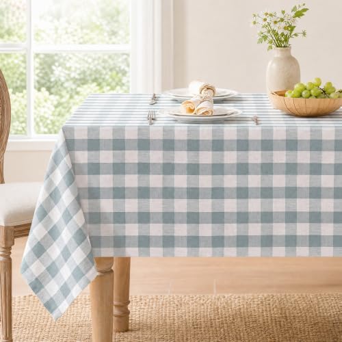 Gingham Tablecloth Rectangle Table, Cotton Linen Fabric Picnic Checkered Table Cloth Farmhouse Washable Wrinkle Free Buffalo Plaid Table Cover for Outdoor Birthday Party, Blue, 60x120 by FiokleCozyHome